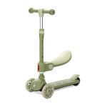 Trotineta pentru copii Lorelli Speedster Green cu scaunel, roti din silicon cu led, ghidon reglabil, greutate admisa 50 kg