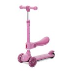 Trotineta pentru copii Lorelli Speedster Pink cu scaunel, roti din silicon cu led, ghidon reglabil, greutate admisa 50 kg