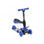 Trotineta pentru copii Smart Blue Cosmos, 3 roti LED, scaun reglabil si detasabil, ghidon reglabil, greutate suportata 20 kg, varsta 3 ani+