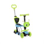 Trotineta pentru copii Smart Plus Blue Green, 3 roti cu LED, scaun reglabil si detasabil, maner parental reglabil, ghidon reglabil, greutate suportata 20 kg, varsta 3 ani+