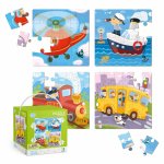 Puzzle 4 in 1 pentru copii, model Vehicule