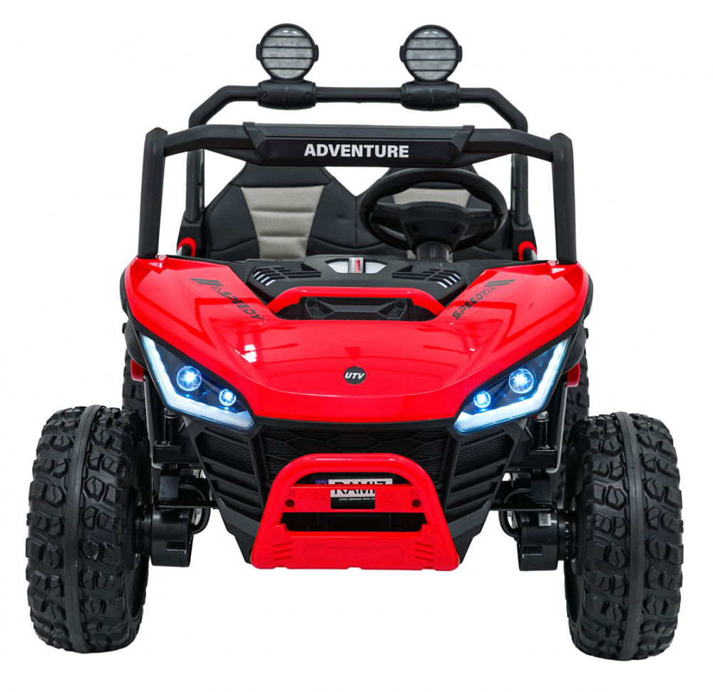 Masinuta electrica de teren 4x4 pentru copii Buggy Red, motor 4 x 200W, baterie 2 x 12V10Ah, slow start, telecomanda 2.4 GHz cu 3 viteze, suspensii, panou audio integrat