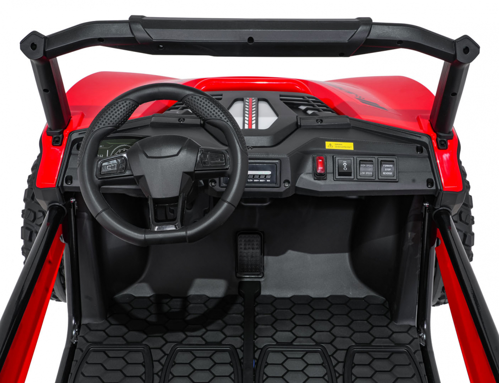 Masinuta electrica de teren 4x4 pentru copii Buggy Red, motor 4 x 200W, baterie 2 x 12V10Ah, slow start, telecomanda 2.4 GHz cu 3 viteze, suspensii, panou audio integrat - 1