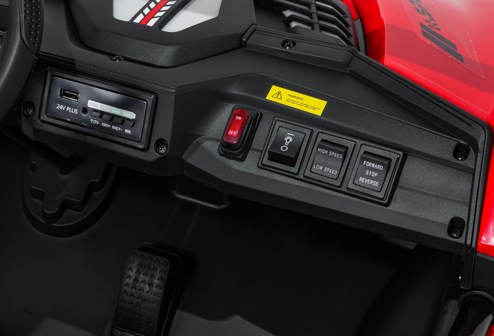 Masinuta electrica de teren 4x4 pentru copii Buggy Red, motor 4 x 200W, baterie 2 x 12V10Ah, slow start, telecomanda 2.4 GHz cu 3 viteze, suspensii, panou audio integrat - 3
