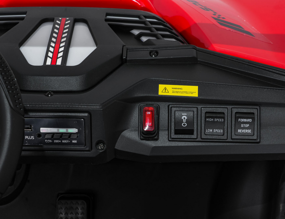 Masinuta electrica de teren 4x4 pentru copii Buggy Red, motor 4 x 200W, baterie 2 x 12V10Ah, slow start, telecomanda 2.4 GHz cu 3 viteze, suspensii, panou audio integrat - 4