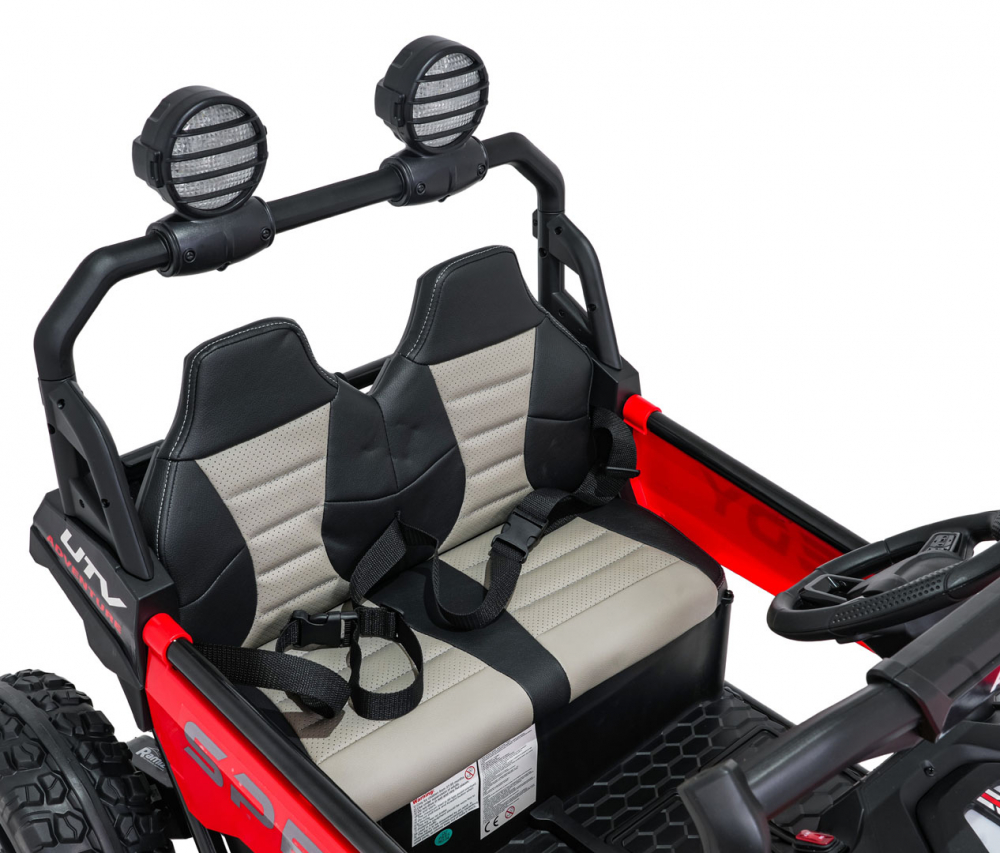 Masinuta electrica de teren 4x4 pentru copii Buggy Red, motor 4 x 200W, baterie 2 x 12V10Ah, slow start, telecomanda 2.4 GHz cu 3 viteze, suspensii, panou audio integrat - 7