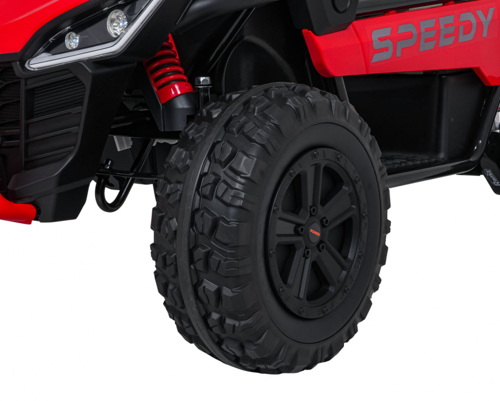Masinuta electrica de teren 4x4 pentru copii Buggy Red, motor 4 x 200W, baterie 2 x 12V10Ah, slow start, telecomanda 2.4 GHz cu 3 viteze, suspensii, panou audio integrat - 12