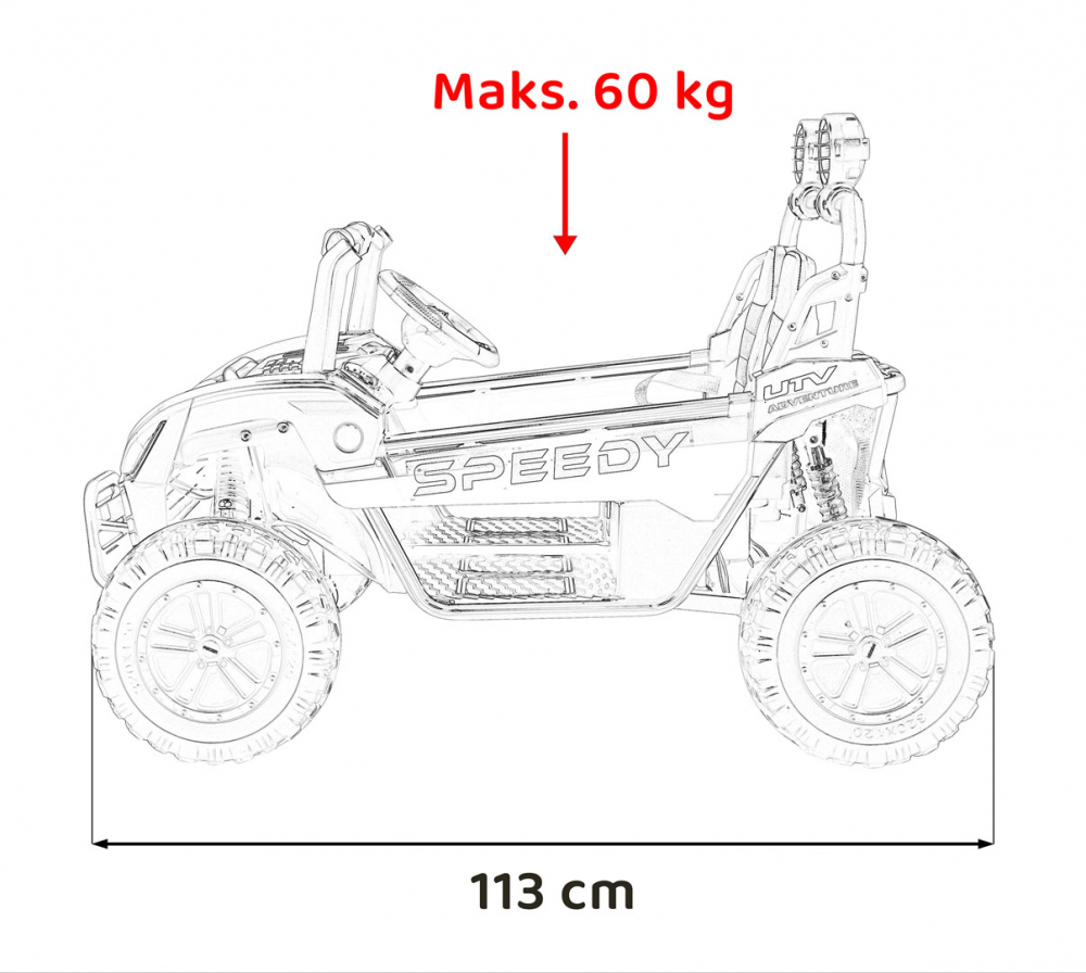 Masinuta electrica de teren 4x4 pentru copii Buggy Red, motor 4 x 200W, baterie 2 x 12V10Ah, slow start, telecomanda 2.4 GHz cu 3 viteze, suspensii, panou audio integrat - 17