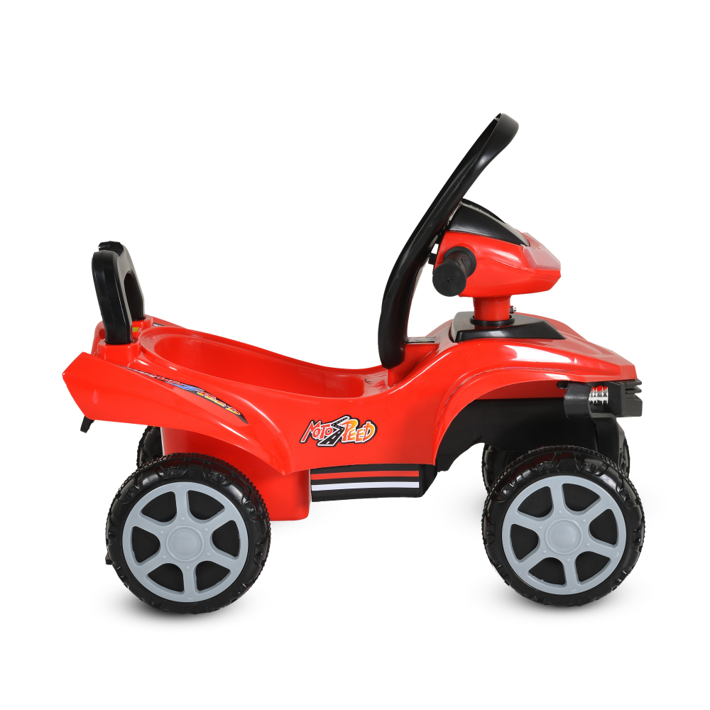 ATV copii fara pedale Moni No Fear Red cu compartiment pentru jucarii, volan cu claxon, functii luminoase si muzicale, spatar,roti rezistente,sistem antirasturnare - 4