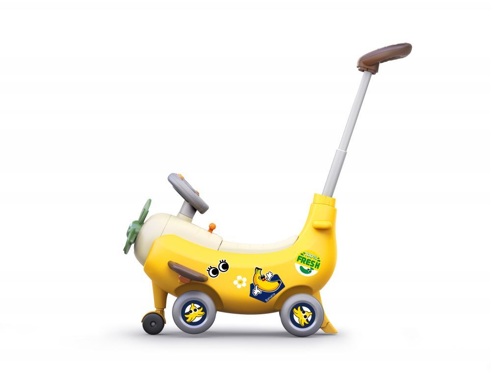 Avion interactiv Hola 4 in 1 ride on si maner de impingere banana - 1
