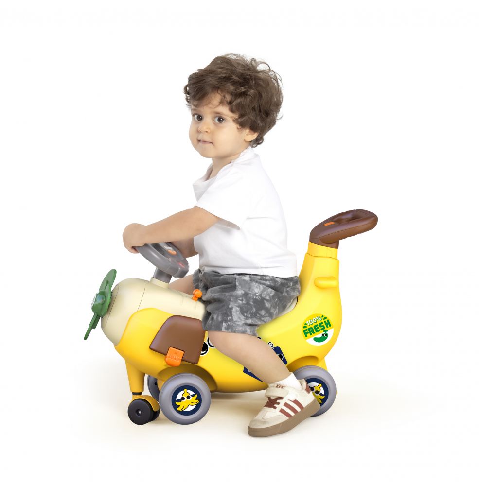 Avion interactiv Hola 4 in 1 ride on si maner de impingere banana - 3
