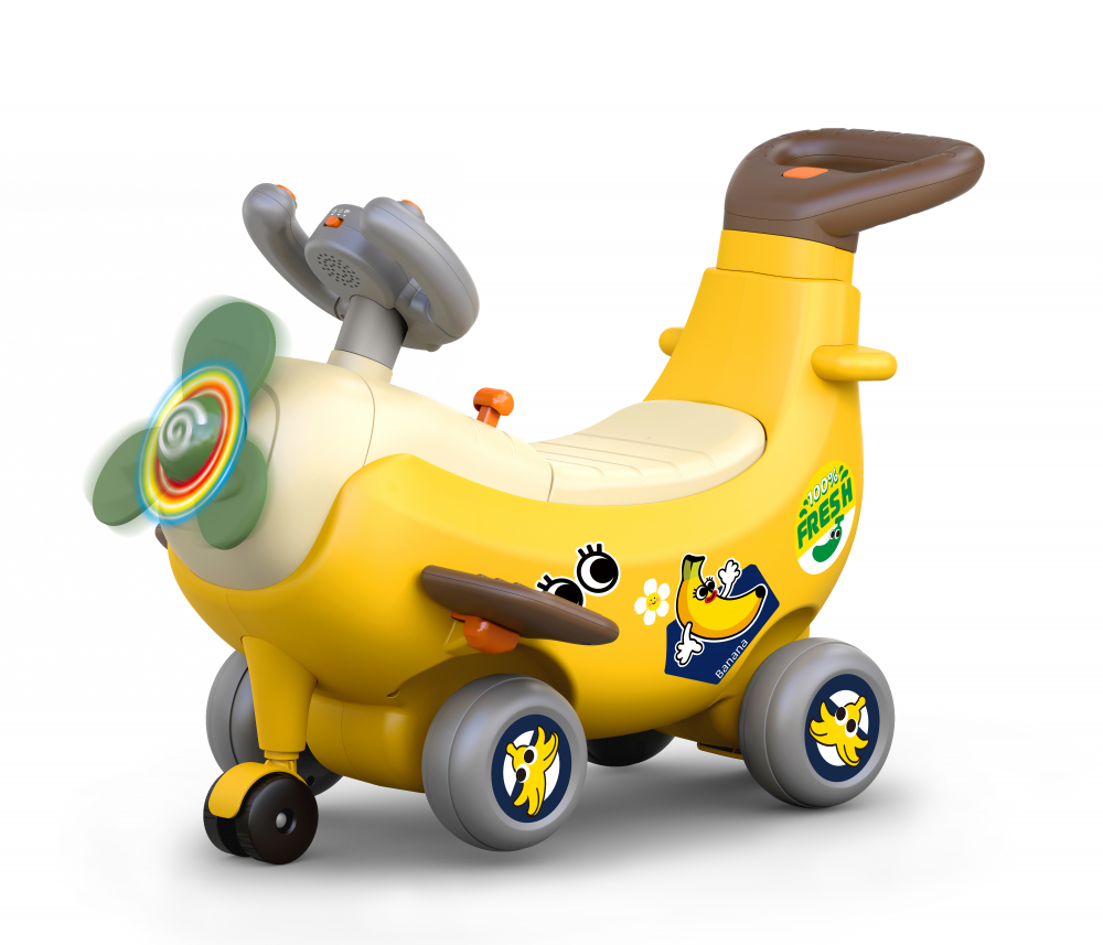 Avion interactiv Hola 4 in 1 ride on si maner de impingere banana - 6