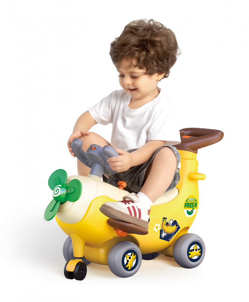 Avion interactiv Hola 4 in 1 ride on si maner de impingere banana - 5