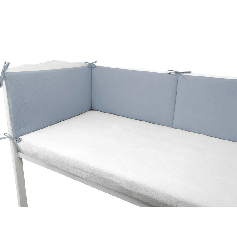 Aparatoare pentru patut Qmini Jeans, din muselina dubla, 180x30 cm, cu panglici - 2