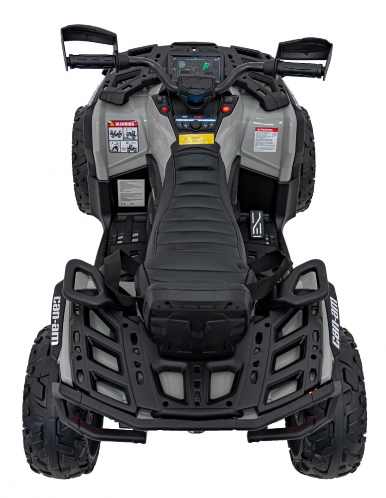 Atv electric pentru copii Can-Am Outlander Black, 4 motoare x 45W, baterie 12V14Ah, soft start la buton, panou audio, roti eva, scaun piele - 1