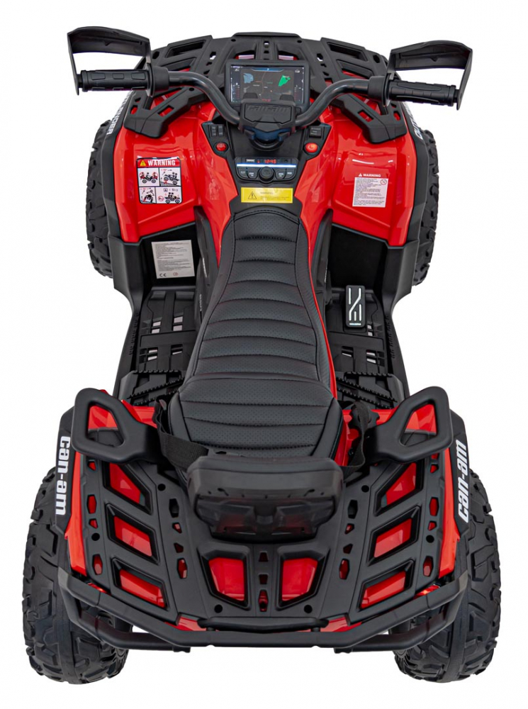 Atv electric pentru copii Can-Am Outlander Red, 4 motoare x 45W, baterie 12V14Ah, soft start la buton, panou audio, roti eva, scaun piele - 1