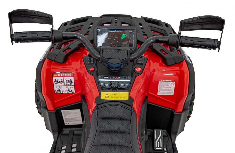 Atv electric pentru copii Can-Am Outlander Red, 4 motoare x 45W, baterie 12V14Ah, soft start la buton, panou audio, roti eva, scaun piele - 2