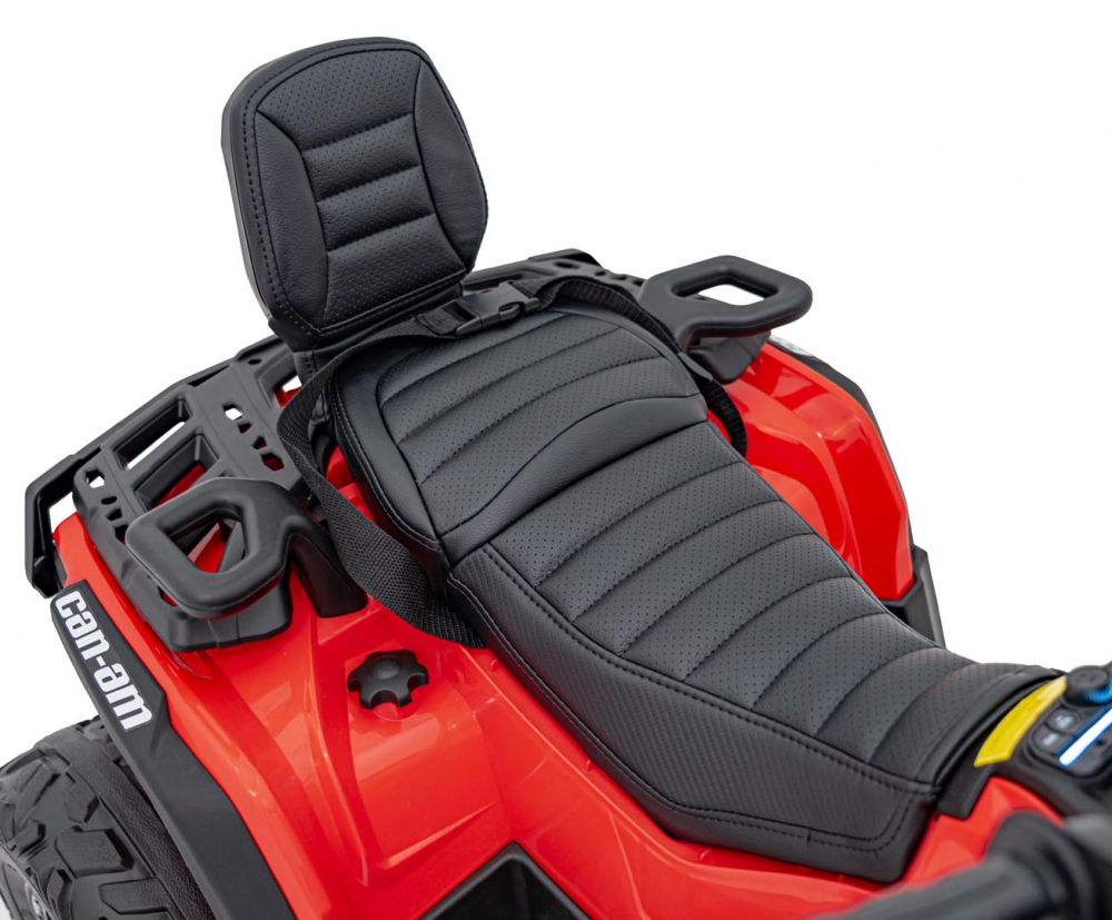 Atv electric pentru copii Can-Am Outlander Red, 4 motoare x 45W, baterie 12V14Ah, soft start la buton, panou audio, roti eva, scaun piele - 4