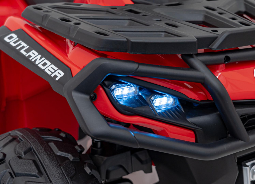 Atv electric pentru copii Can-Am Outlander Red, 4 motoare x 45W, baterie 12V14Ah, soft start la buton, panou audio, roti eva, scaun piele - 5