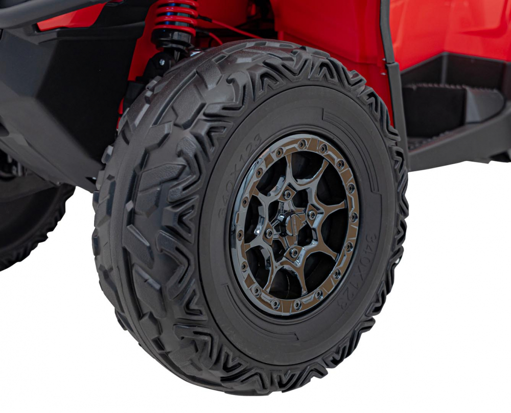 Atv electric pentru copii Can-Am Outlander Red, 4 motoare x 45W, baterie 12V14Ah, soft start la buton, panou audio, roti eva, scaun piele - 6