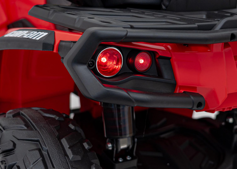 Atv electric pentru copii Can-Am Outlander Red, 4 motoare x 45W, baterie 12V14Ah, soft start la buton, panou audio, roti eva, scaun piele - 8