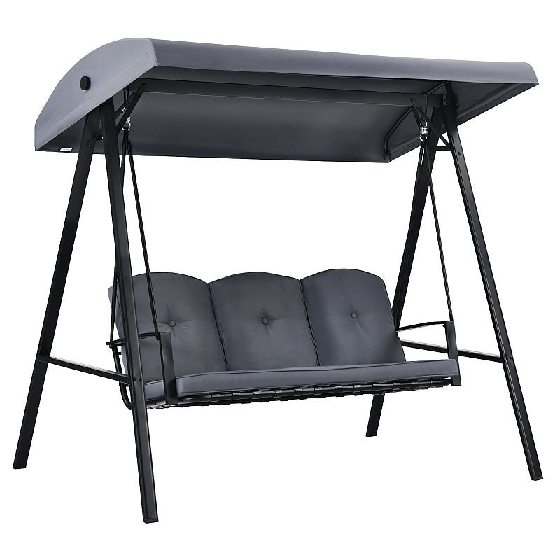 Balansoar pentru gradina cu 3 locuri si copertina impermeabila 205x118x184 cm Gri - 1 | YEO