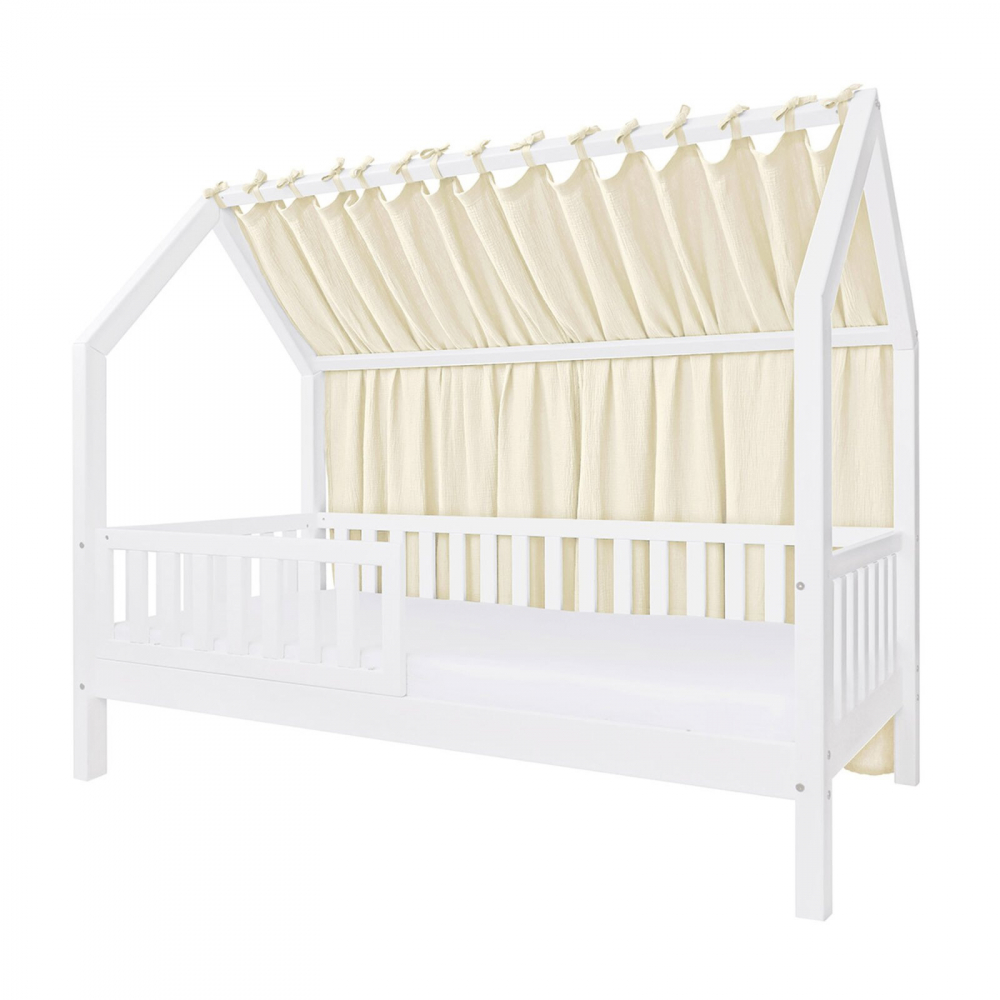 Baldachin lateral din muselina pentru pat tip casuta, Little Amy, Crem, 180x155 cm - 1