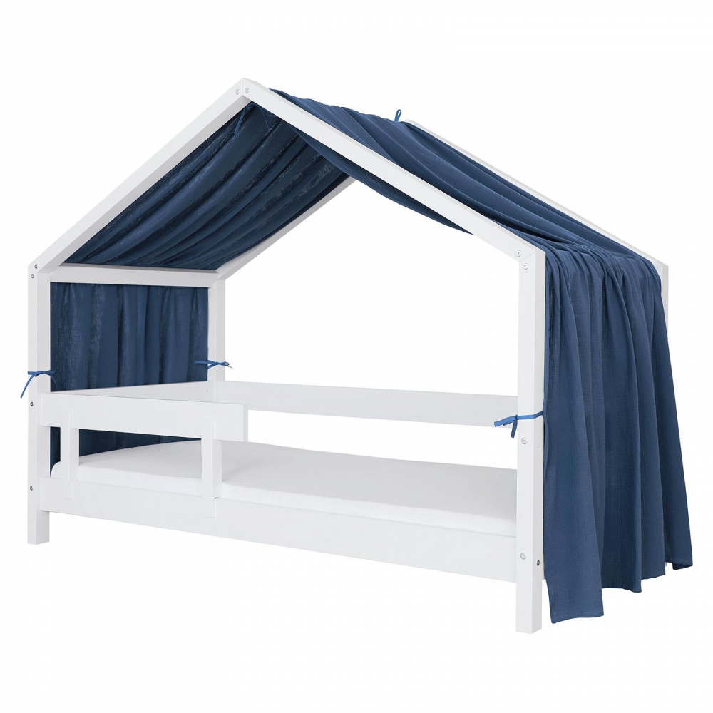 Baldachin muselina pentru pat tip casuta, Little Amy, Albastru inchis, 450 cm - 4