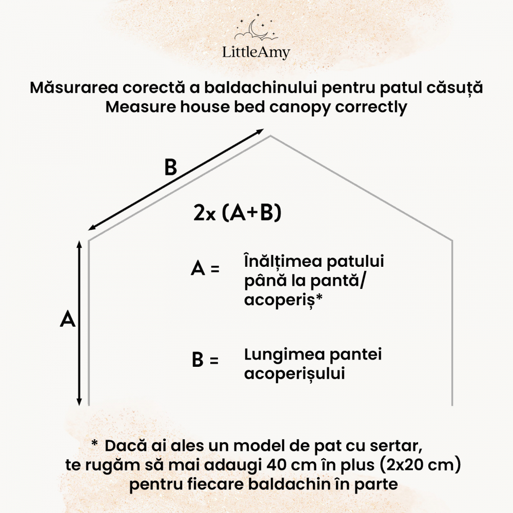 Baldachin muselina pentru pat tip casuta, Little Amy, Somon, 300 cm - 1