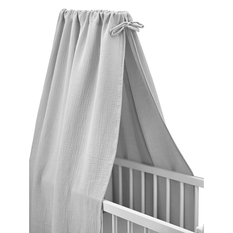 Baldachin pentru patutleagan Qmini Gray din muselina dubla, 145x200 cm - 3