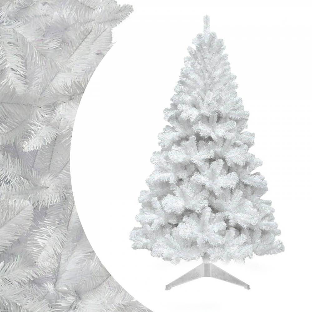 Brad artificial white pin, inaltime 150 cm, crengute albe, suport - 3