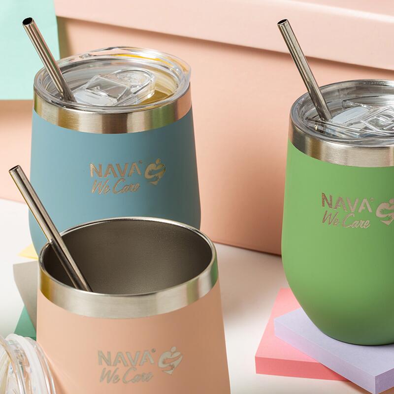 Cana termoizolanta cu pai Nava roz 360 ml - 4 | YEO