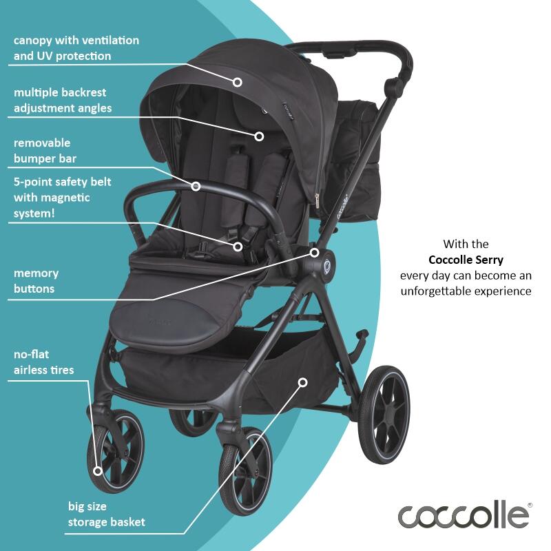 Carucior modular 2 in 1 Coccolle Serry Jet Black + Scoica auto iSize Coccolle Knox Black - 3