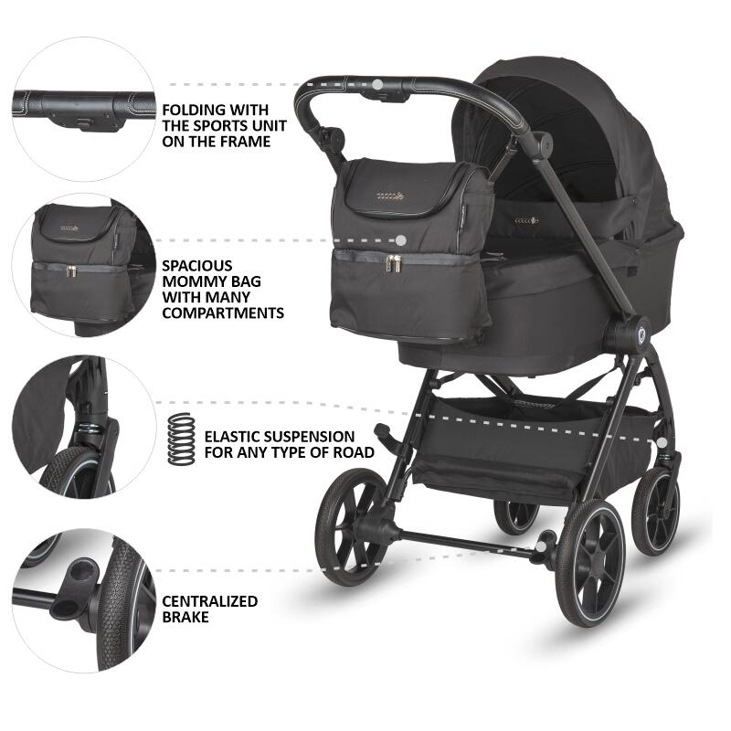 Carucior modular 2 in 1 Coccolle Serry Jet Black + Scoica auto iSize Coccolle Knox Black - 5