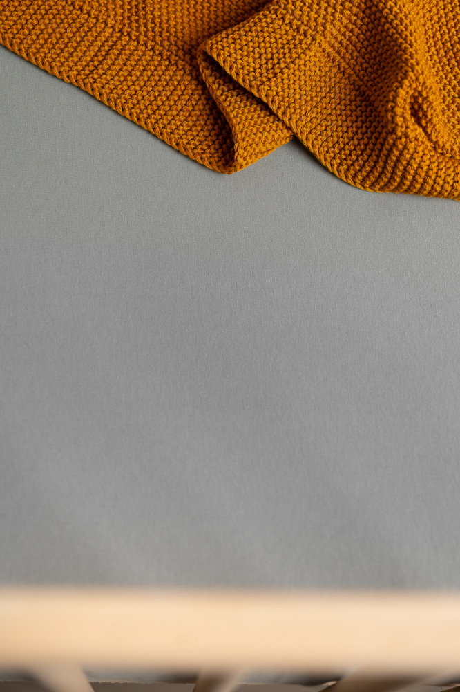 Cearsaf din bumbac Sensillo Jersey Deluxe Gri 120x60 cm cu elastic roata - 2