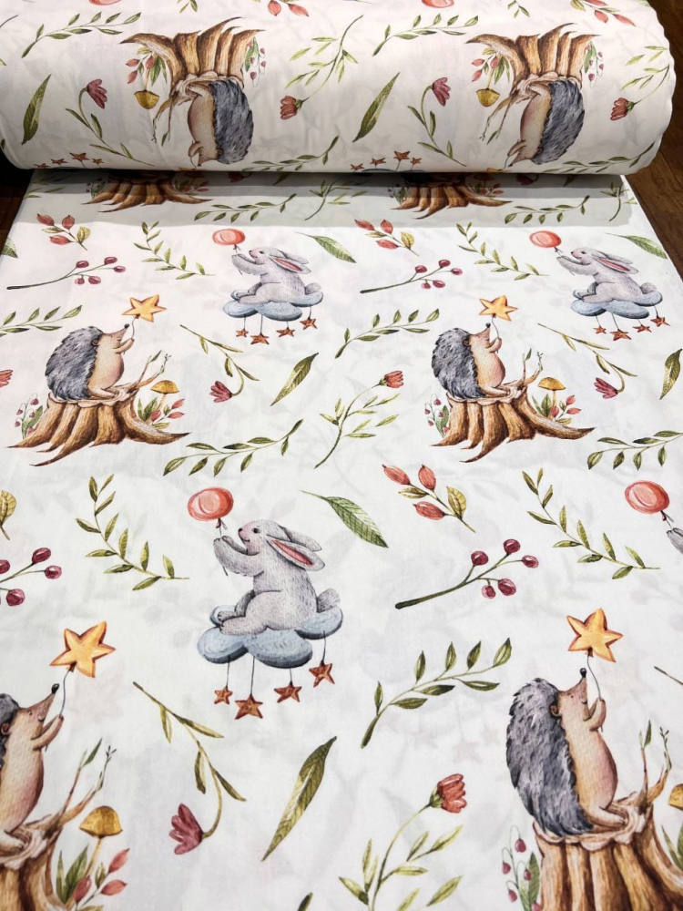 Cearsaf pentru pat copii Nichiduta Hedgehog 120x60 cm din bumbac cu banda elastica roata