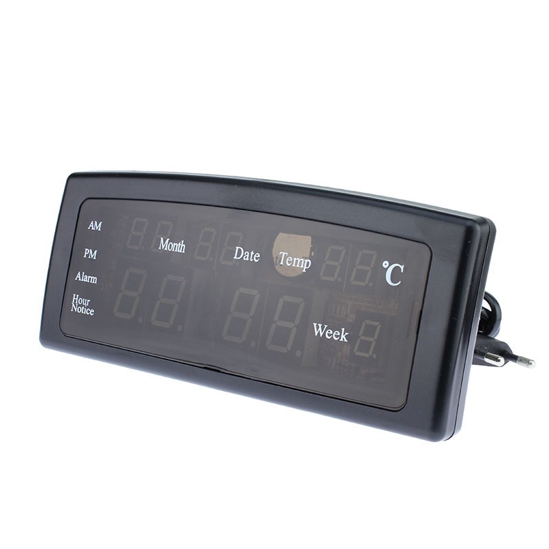 Ceas digital afisaj led rosu, data, alarma, temperatura Caixing Negru