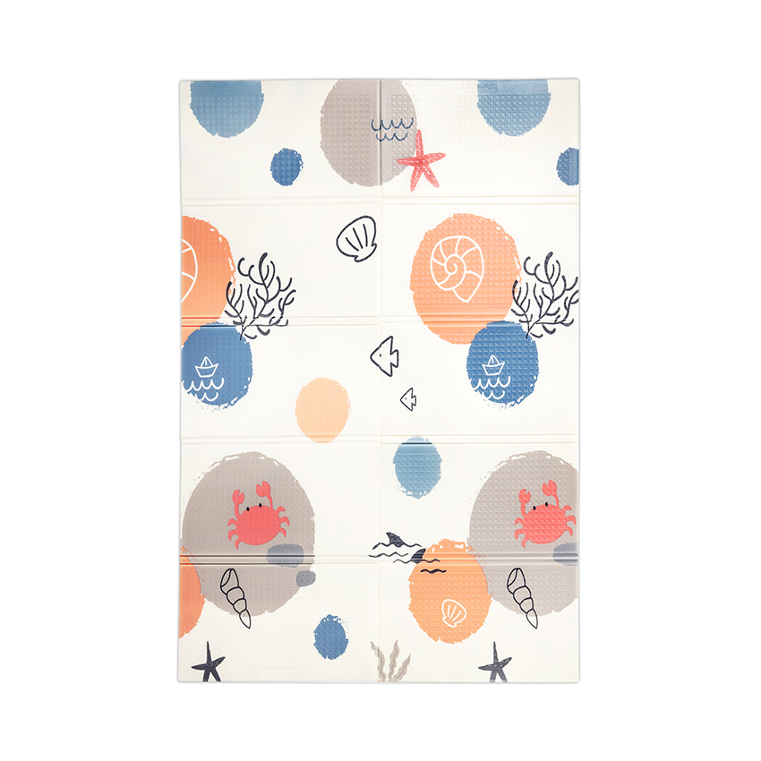 Covoras de joaca termic pentru copii Ocean Stars din spuma XPE, design cu doua fete, pliabil, 120x180 cm