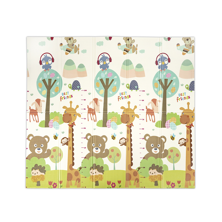 Covoras de joaca termic pentru copii Best Friends  Stars din spuma XPE, design cu doua fete, pliabil, 180x200 cm