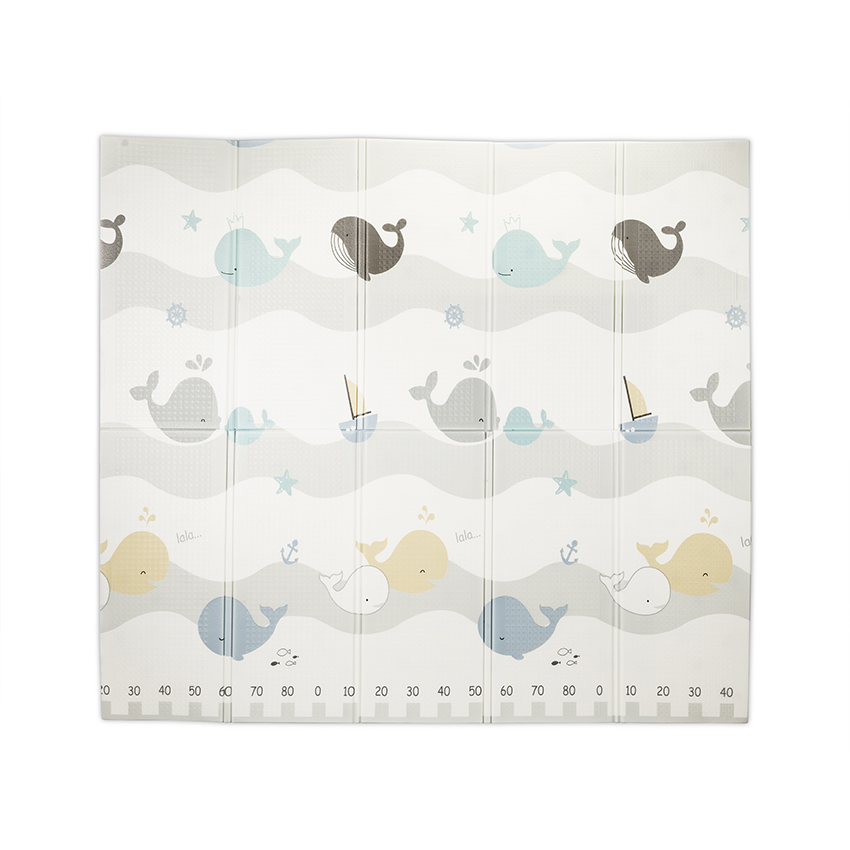 Covoras de joaca termic pentru copii Waves Stars din spuma XPE, design cu doua fete, pliabil, 180x200 cm