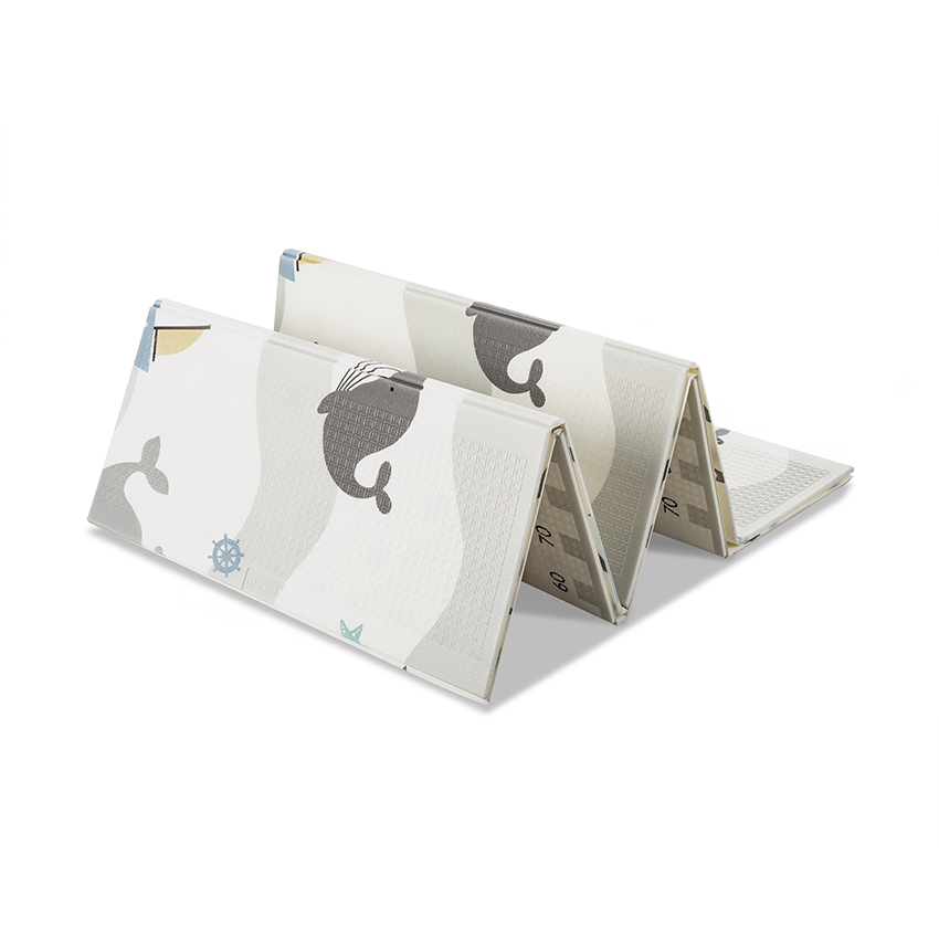 Covoras de joaca termic pentru copii Waves  Stars din spuma XPE, design cu doua fete, pliabil, 180x200 cm - 2