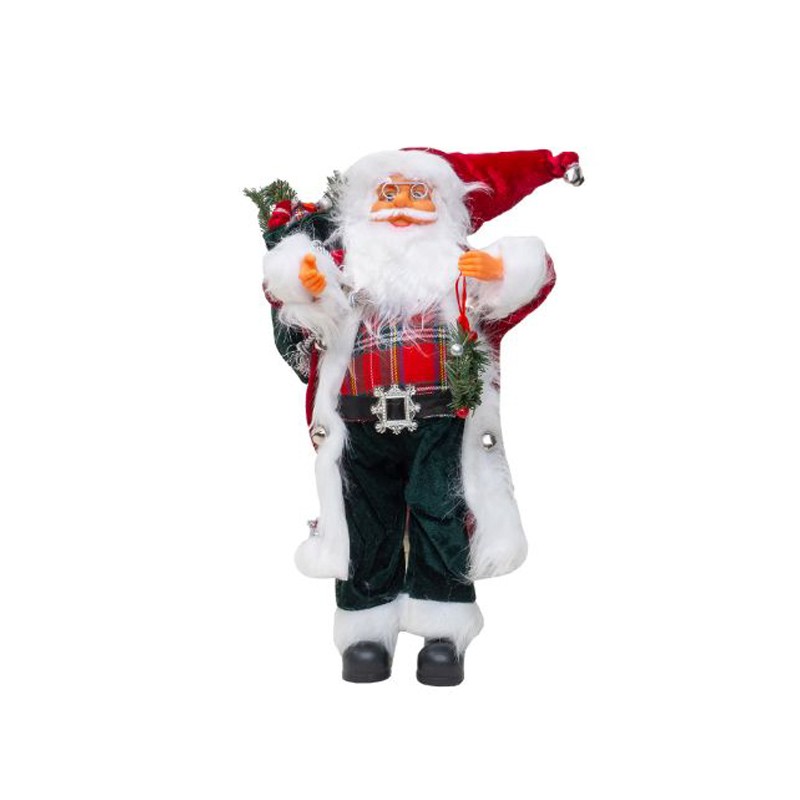 Decoratiune mos craciun 60 cm, sac de cadouri, coronita, blanita artificiala - 5