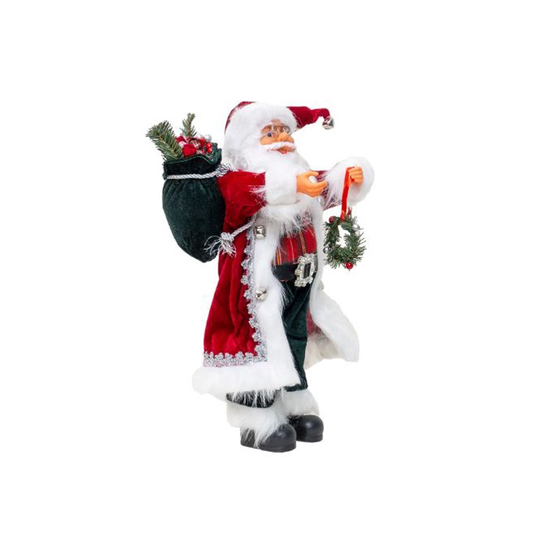 Decoratiune mos craciun 60 cm, sac de cadouri, coronita, blanita artificiala - 6
