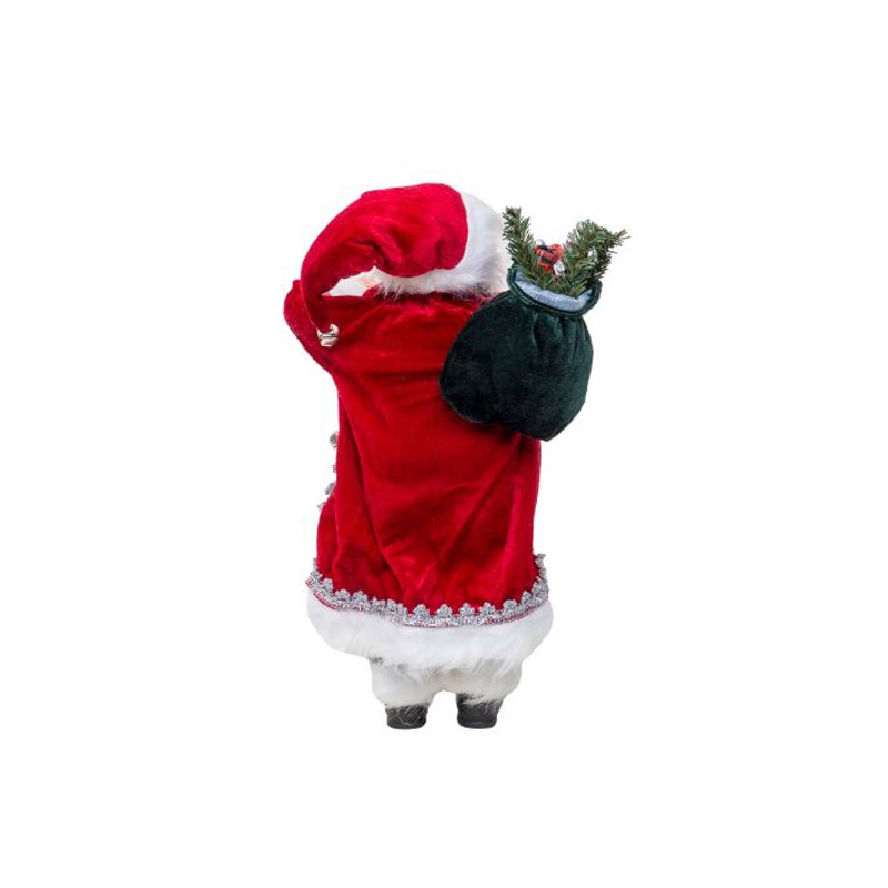 Decoratiune mos craciun 60 cm, sac de cadouri, coronita, blanita artificiala - 7