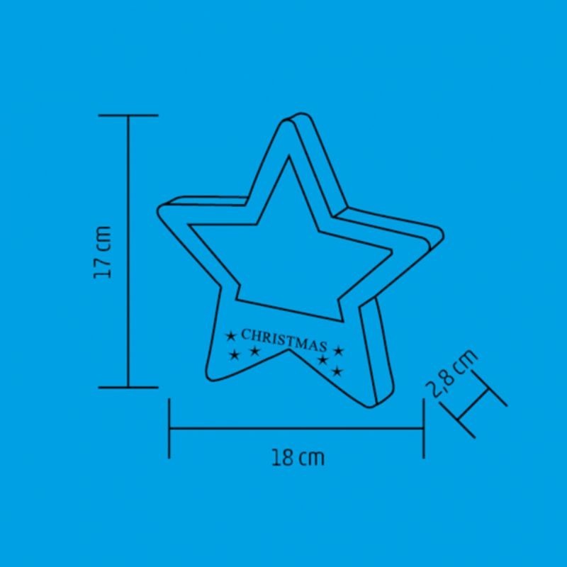 Decoratiune stea iluminata led, pentru usa sau geam, temporizator, lemn, 17 cm - 1