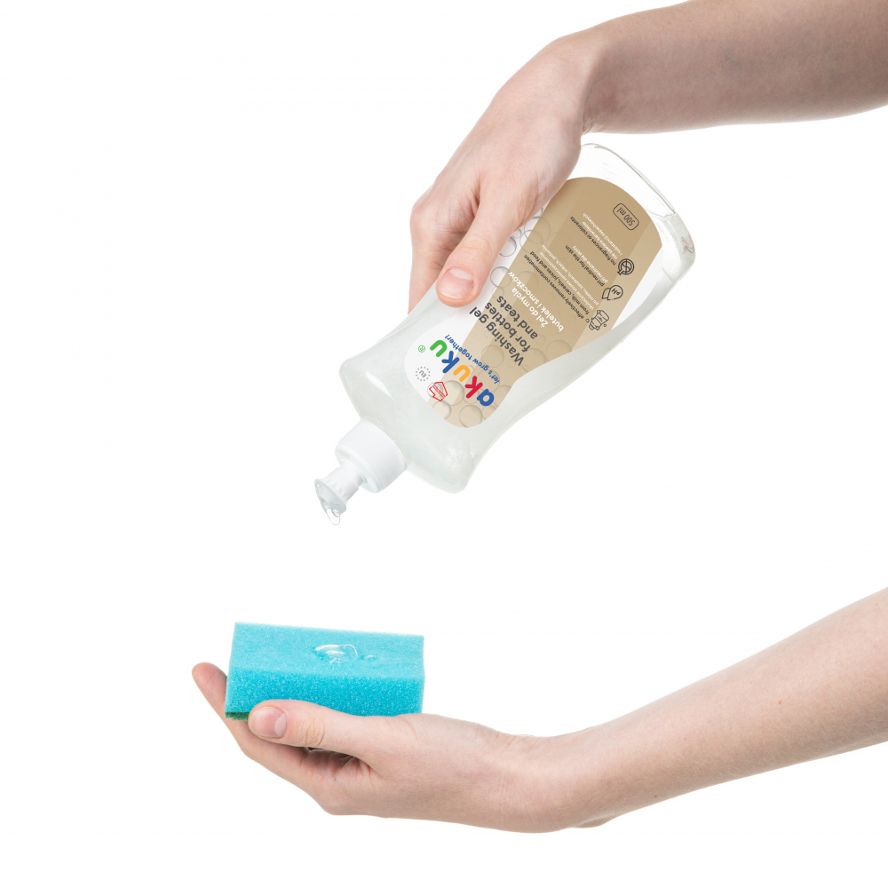Detergent gel pentru biberoane,tetine si jucarii Akuku 500 ml,ph neutru,hipoalergenic,fara parfum,97 ingrediente naturale - 2 | YEO