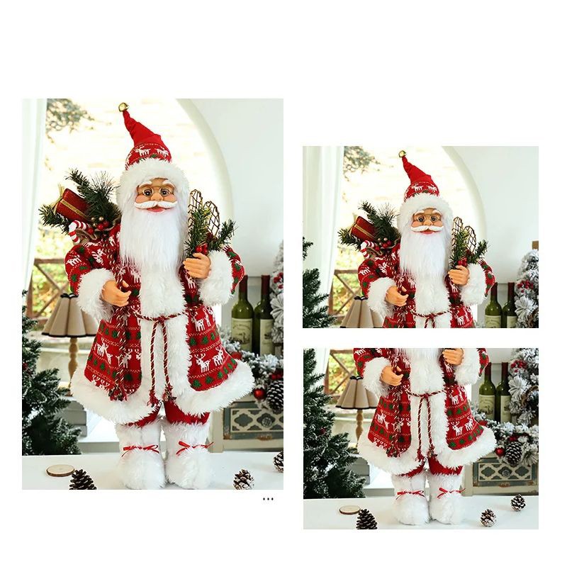 Figurina mos craciun, imbracaminte, caciula si accesorii, 30 cm - 1
