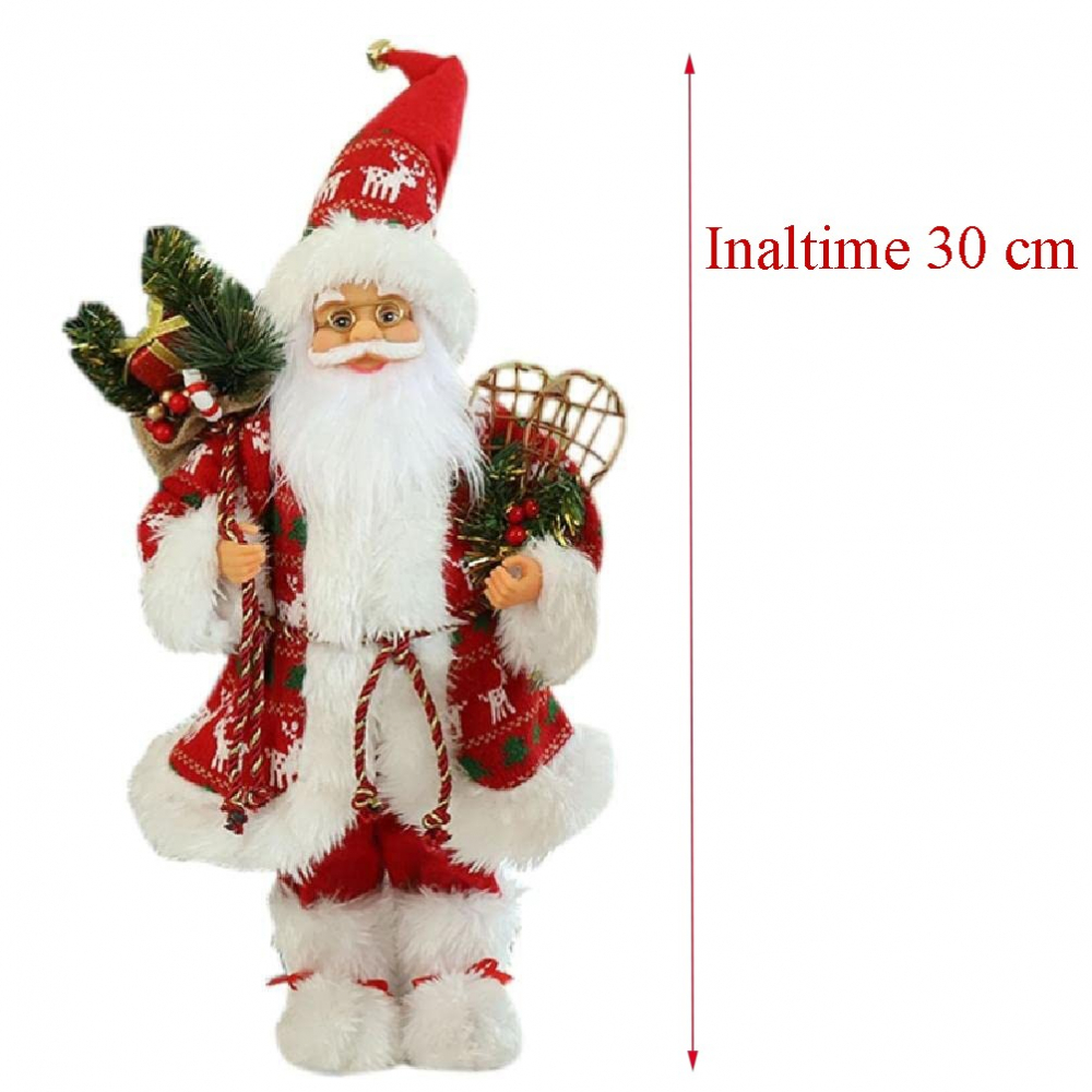 Figurina mos craciun, imbracaminte, caciula si accesorii, 30 cm - 2
