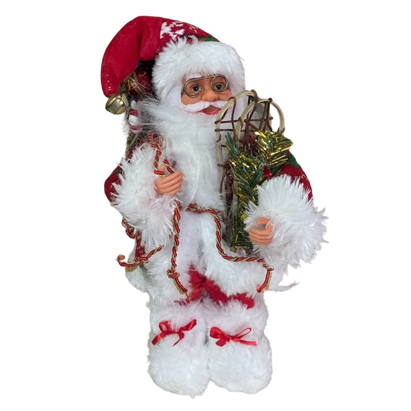 Figurina mos craciun, imbracaminte, caciula si accesorii, 30 cm - 3
