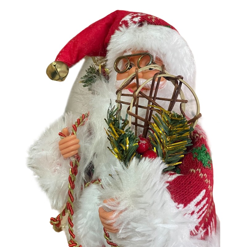 Figurina mos craciun, imbracaminte, caciula si accesorii, 30 cm - 6